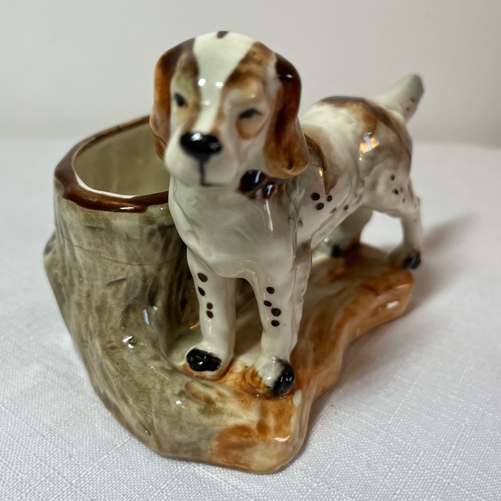 Springer Spaniel dog figurine vase. 
Vintage. MCM